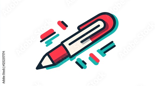 Stylized pen graphic, abstract background, office supplies