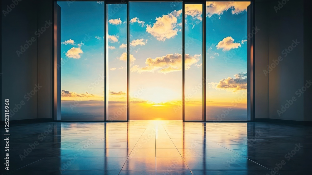 Fototapeta premium Sunset Panorama from Modern Skyscraper: A Breathtaking View