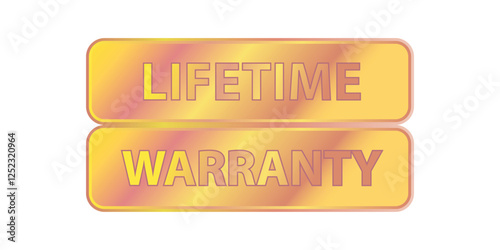 Yellow gold lifetime warranty symbol sticker for business purpose.