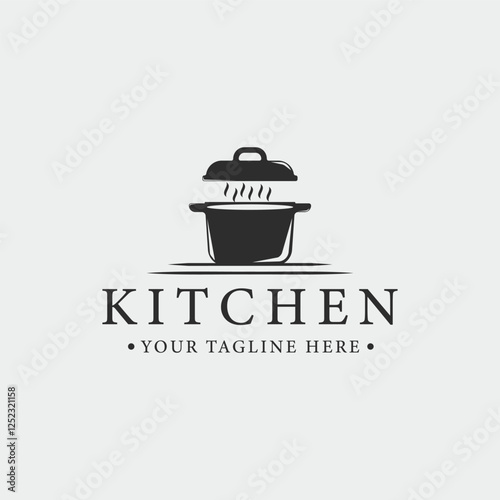 pan of kitchen set vintage logo vector illustration template icon graphic design