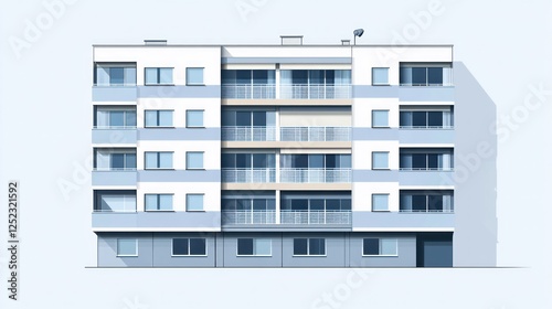 Modern apartment building facade illustration photo