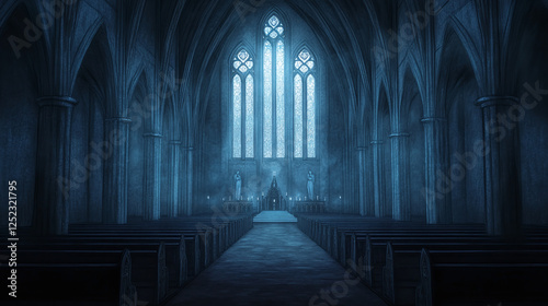 Mystical Gothic Cathedral Interior