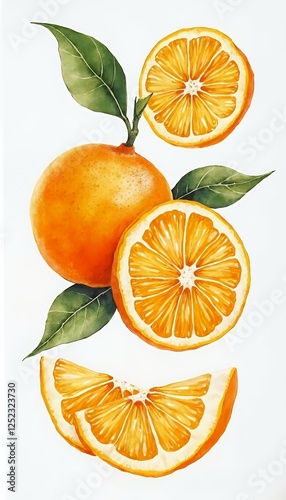 background citrus set hand kitchen watercolor perfect textile orange botanical painted olated white cards fruits painting poster design menu slices half orange fruit clip art juice slice citrous