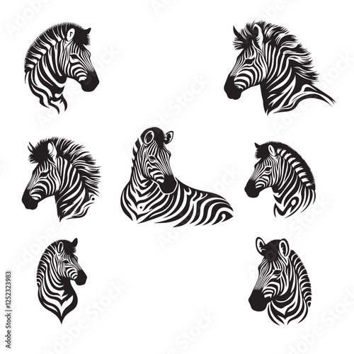 zebra vector silhouette illustration with white background