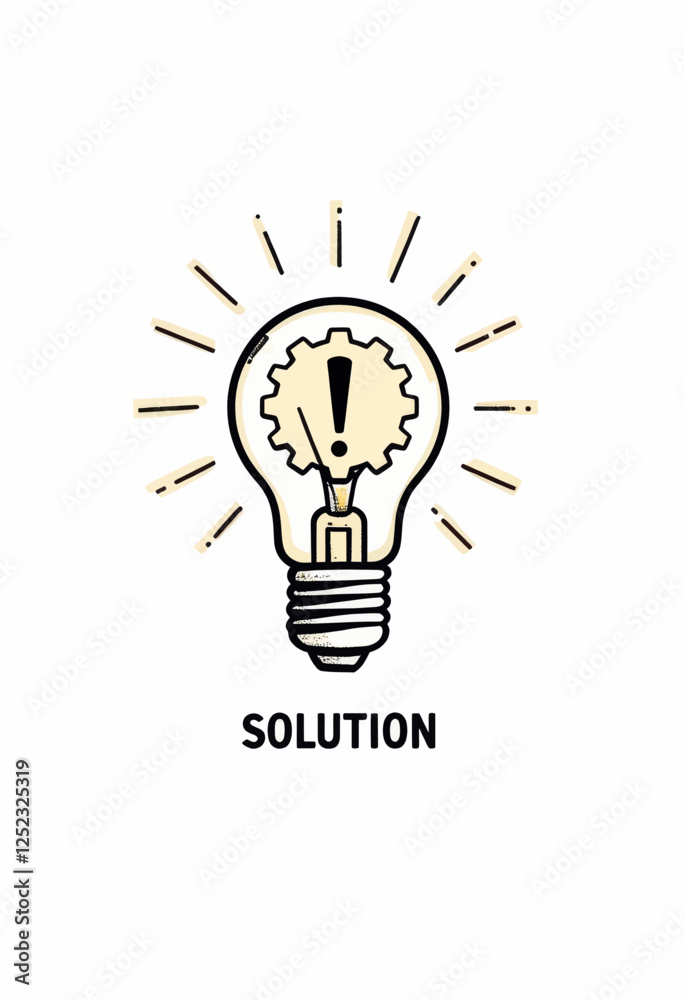 Gear Exclamation Point Idea in a Lightbulb Shape for Solution Gear Exclamation Point Idea in a Lightbulb Shape for Solution