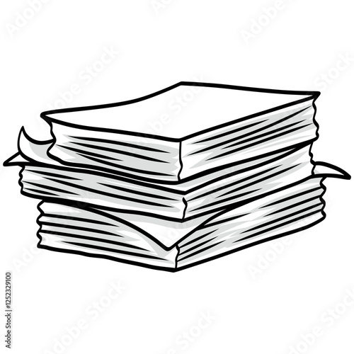 Paper Stacks Pile Office Paperworks Illustration
