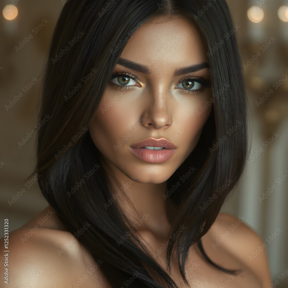 Obraz premium Armonía y glamour en una modelo con un maquillaje de acabados impecables.