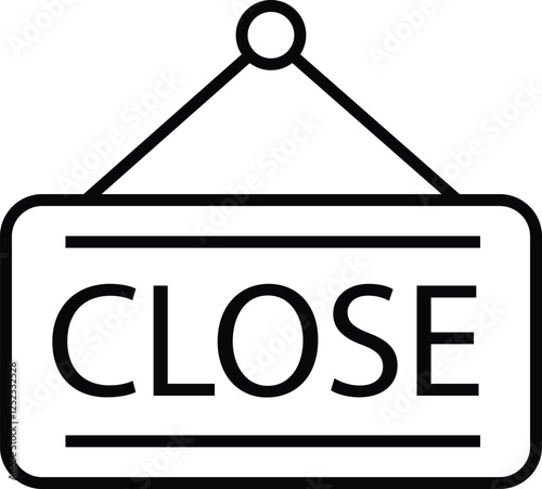 Line icon of a "Closed" signboard indicating a shop or business is not currently operating with transparent background.