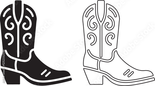 cowboy boots icon clip art black silhouette design vector art illustration