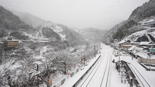 雪の大歩危駅