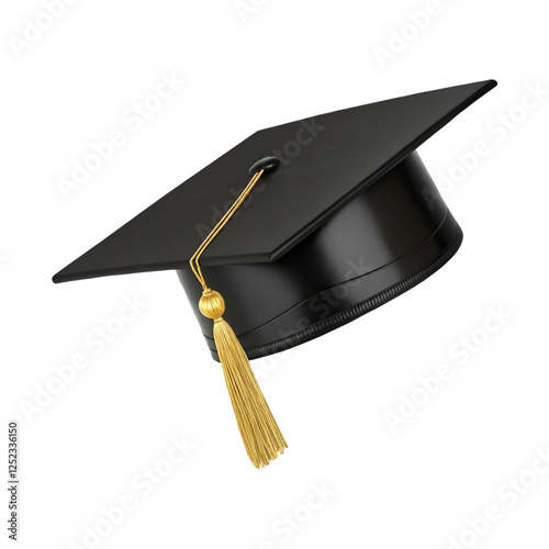 sleek 3D graduation cap icons in black with golden tassels, perfect for academic-related theme