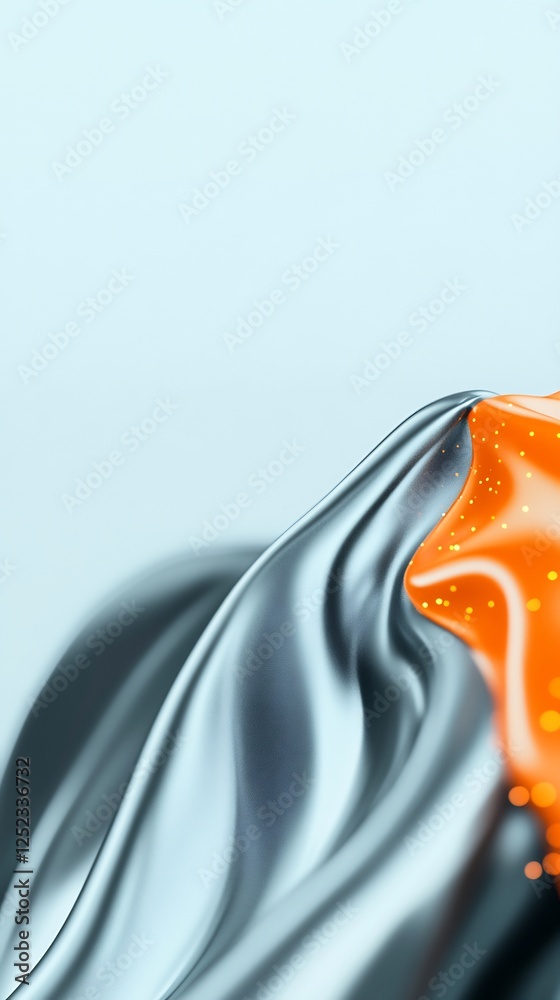 Obraz premium Fluid Dark Silver Orange Fabric Drape Soft Light. AI Generated