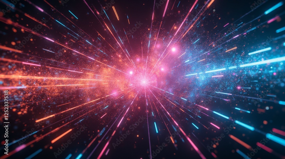 Naklejka premium Colorful Light Explosion with Bright Rays and Sparkling Effects