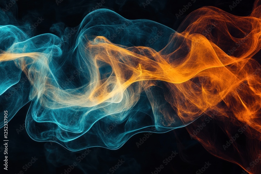 Obraz premium Abstract composition of colorful smoke swirling dynamically against a dark background
