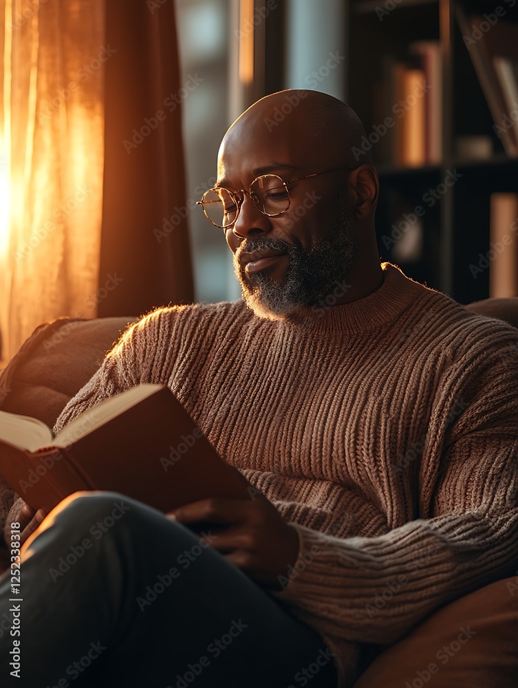 A man reading a book in library A man reading a book in library