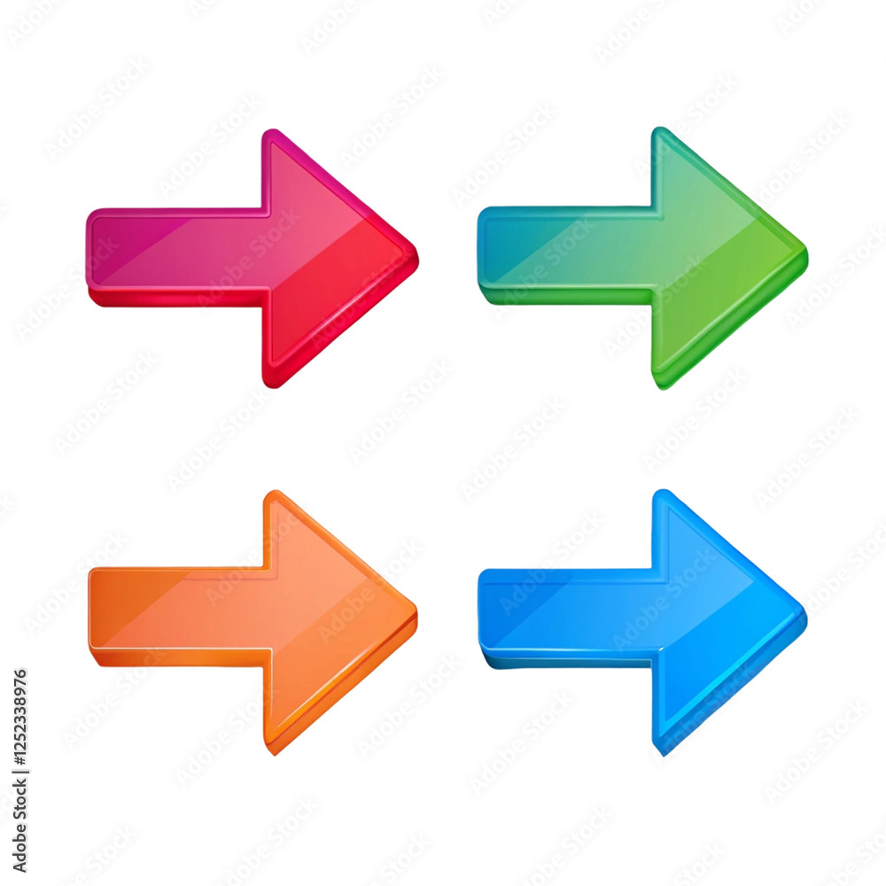colored 3D arrow icons Isolated on a transparent background colored 3D arrow icons Isolated on a transparent background