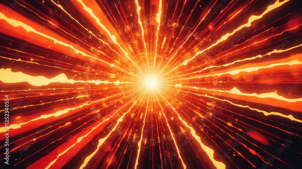Bright Explosion of Light with Radiating Energy Rays in Darkness Bright Explosion of Light with Radiating Energy Rays in Darkness