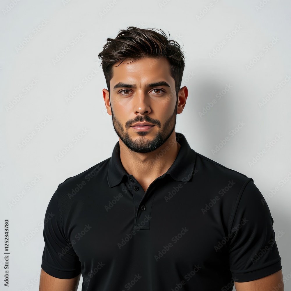 attractive male in a black T-shirt attractive male in a black T-shirt