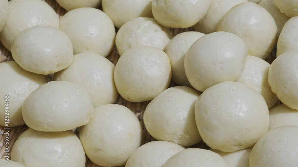 Homemade Chinese food steamed buns on table Homemade Chinese food steamed buns on table