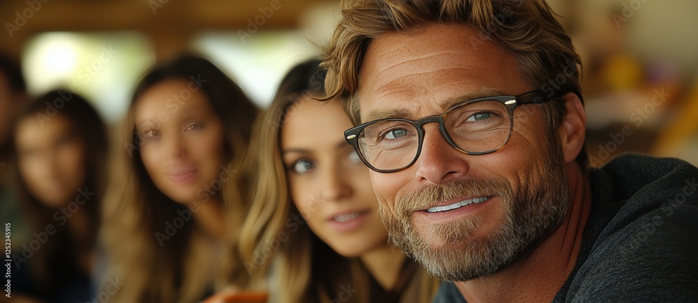 A group of people are smiling and posing for a photo A group of people are smiling and posing for a photo