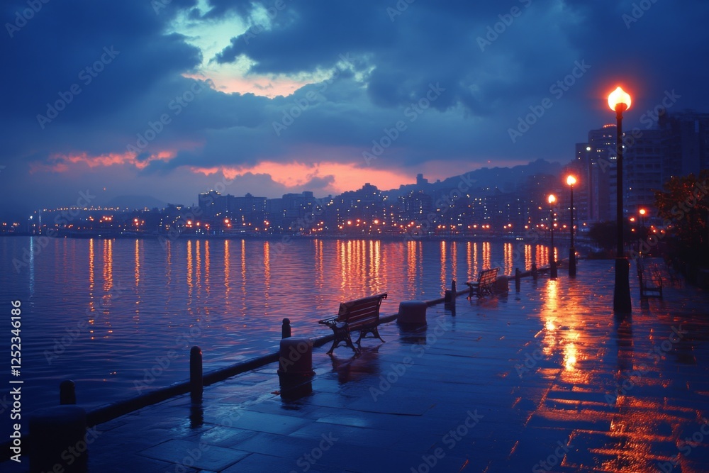 Serene pier leading into a calm ocean during a colorful sunset Serene pier leading into a calm ocean during a colorful sunset