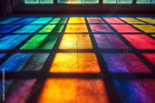 Colorful illuminated dance floor with vibrant patterns photo