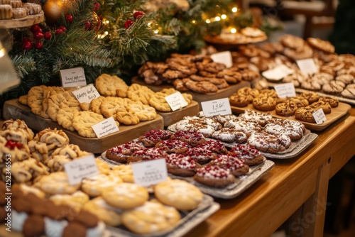 Traditional assortment of sweets and baked goods on display photo