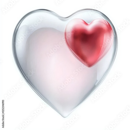 Beautiful Heart Shaped Glass Object with Vibrant Red Heart Inside Creating a Romantic and Elegant Decorative Piece for Home or Special Events Display