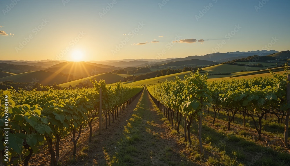 Fototapeta premium Sunrise vineyard landscape napa valley photography scenic aerial nature's beauty