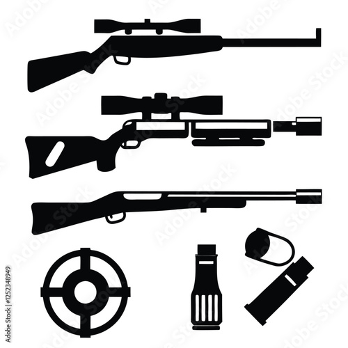 Tactical Rifle Silhouettes Essential Firearm Vector Collection