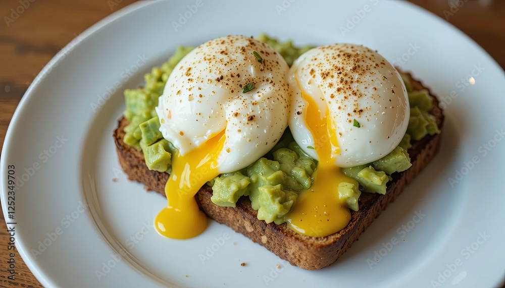 Delicious poached eggs and avocado toast Delicious poached eggs and avocado toast