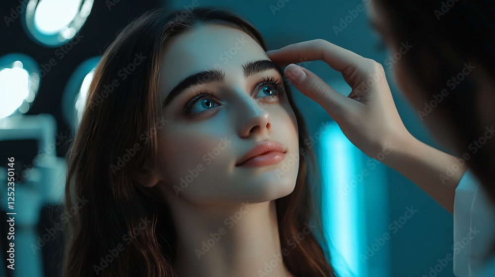 Fototapeta premium Close-Up of Female Face with Pre-Surgery Markings