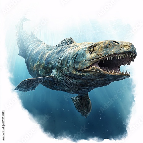 Ancient Marine Predator Swims In Deep Ocean Waters photo