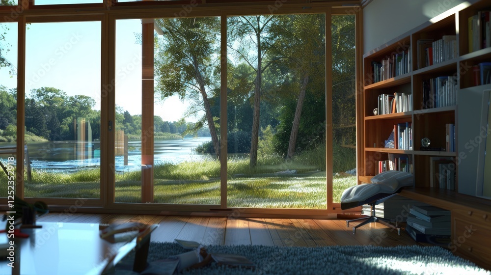 Tranquil Lakeside Living Room: A Serene Escape Tranquil Lakeside Living Room: A Serene Escape
