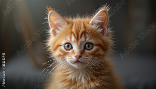 tiny cute cute ginger tabby kitten studio lighting sharp focus generative ai