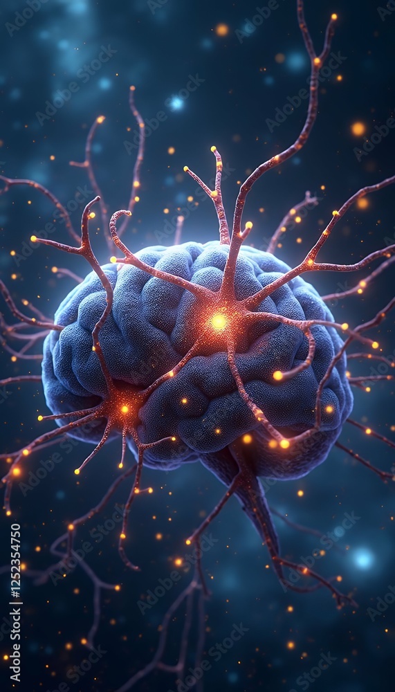 star neurons radiant field illustration network forming cosmic brain interconnected nerve cell interconnected illustration radiant brain network cosmic star field mind intelligence neurology science