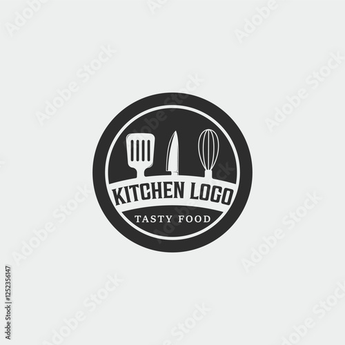 kitchen set vintage logo vector illustration template icon graphic design