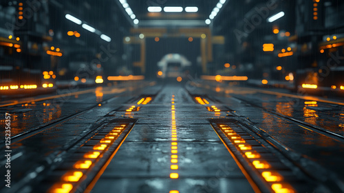 A hydraulic press shapes large steel sheets in a factory, symbolizing strength, precision, and industrial power. The modern bright tone and blurred background evoke innovation, efficiency, and progres photo