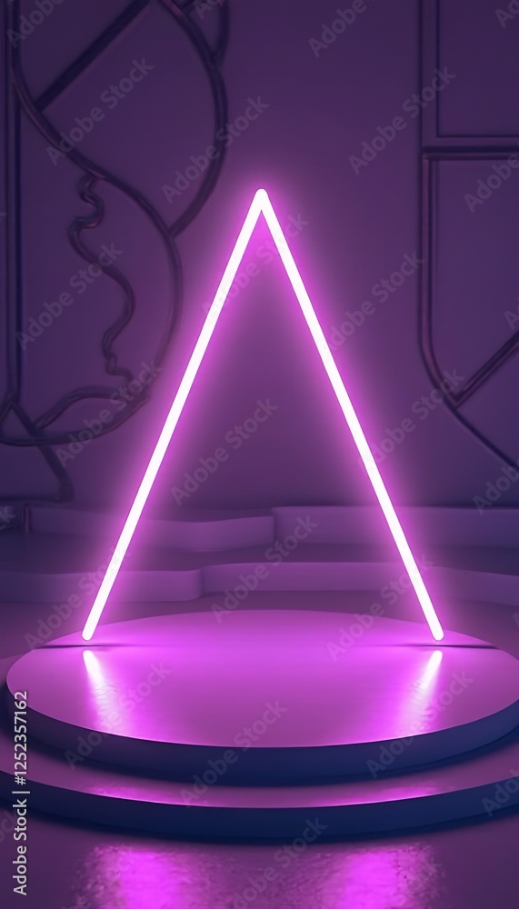 neon triangle render concept light background purple 3d ultraviolet and fustic abstract stage bright neon light background abstract electric design glow illustration fluorescent modern night show