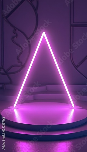 Obraz na płótnie neon triangle render concept light background purple 3d ultraviolet and fustic abstract stage bright neon light background abstract electric design glow illustration fluorescent modern night show w salonie