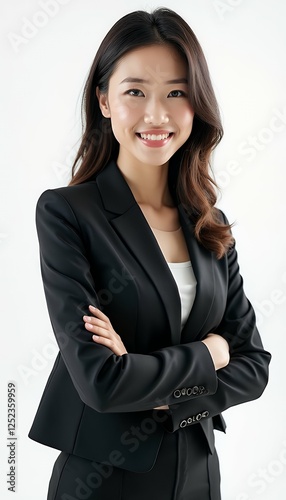 Obraz na płótnie asian portrait olated woman young background white confident businesswoman businesswoman manager asian young woman person isolated confident white professional happy corporate successful suit w salonie