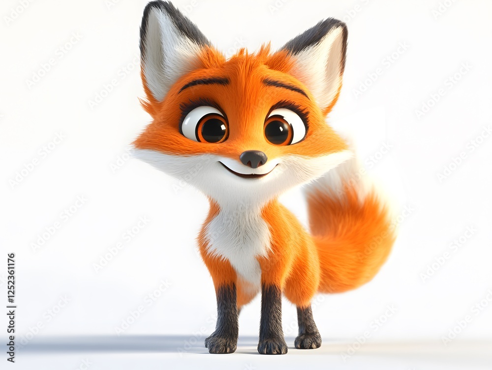 Fototapeta premium 3D animation style of a charming, playful red fox character