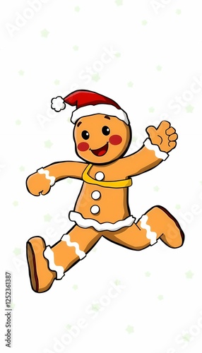 Obraz na płótnie drawn man illustration christmas character hand background running cartoon gingerbread olated transparent art baked biscuit bread brown cake candy cartoon character cheerful chocolate christmas w salonie