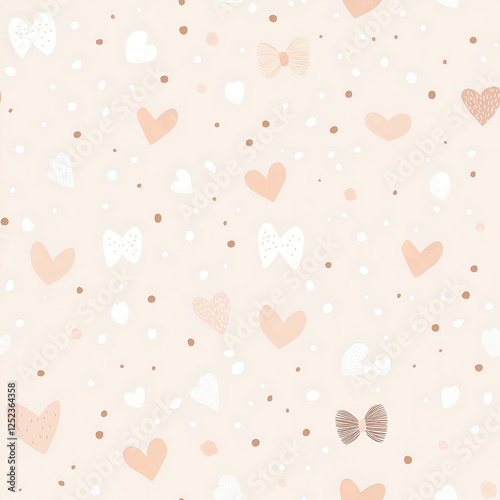 Pastel Sweet Hearts and Bows Seamless Pattern