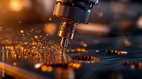 High Precision Metalworking with CNC Machine Sparks. Generative AI photo