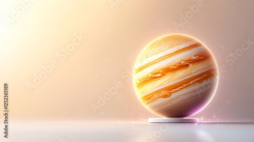 Glowing Jupiter Planet Lamp on Stand. Generative AI photo