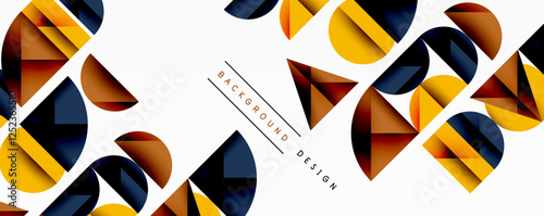 Abstract geometric pattern with intersecting circles and triangles in gradients. The high-contrast composition creates depth and a dynamic, modern aesthetic