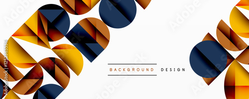 Abstract geometric pattern with intersecting circles and triangles in gradients. The high-contrast composition creates depth and a dynamic, modern aesthetic