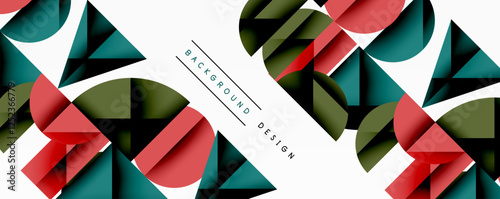 Abstract geometric pattern with intersecting circles and triangles in gradients. The high-contrast composition creates depth and a dynamic, modern aesthetic
