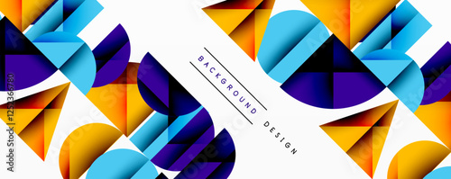 Abstract geometric pattern with intersecting circles and triangles in gradients. The high-contrast composition creates depth and a dynamic, modern aesthetic
